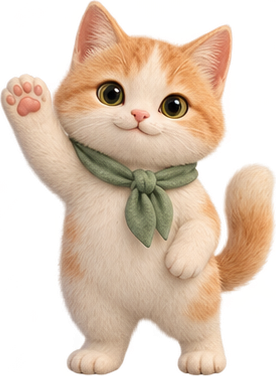 Cream and peach cat with sage scarf